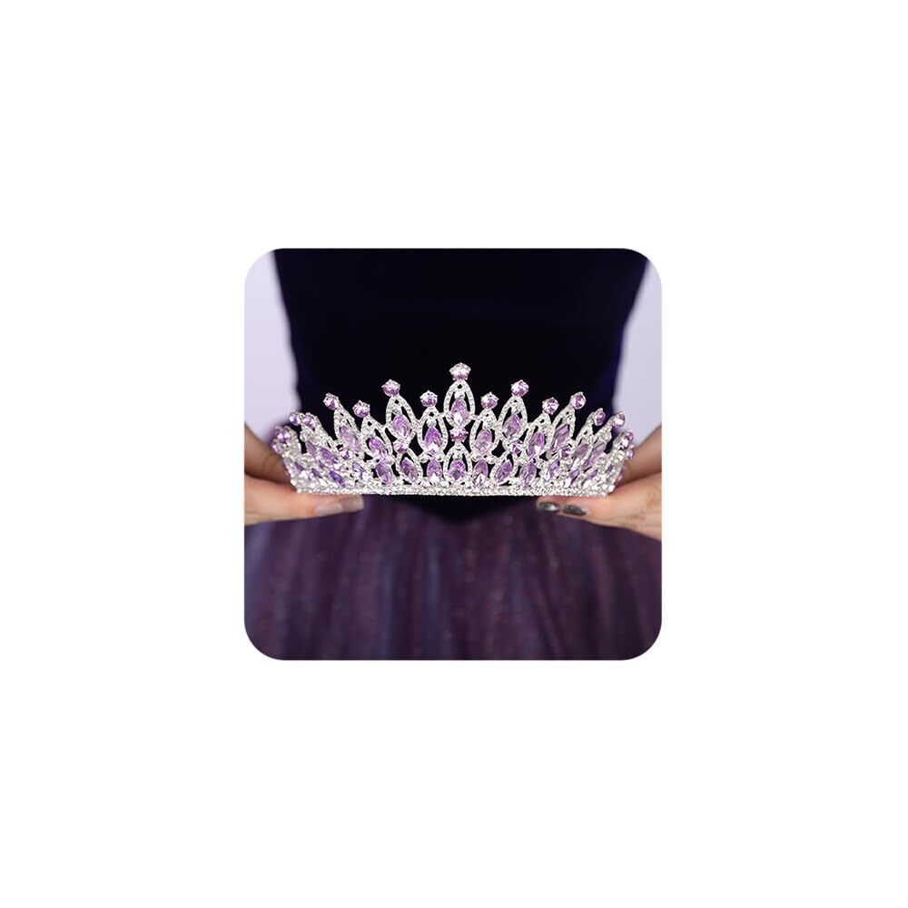 8512 Wedding Tiara Crown Purple Crystal Princess Tiara Elegant Rhinestone